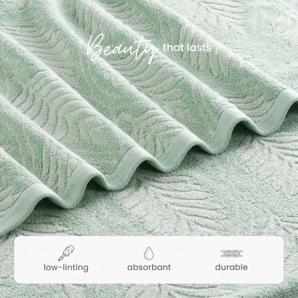 Restore Fern Ogee Bath Towel - 30"x56" Sage - Soft, Quick Dry Luxury - Picture 4 of 7